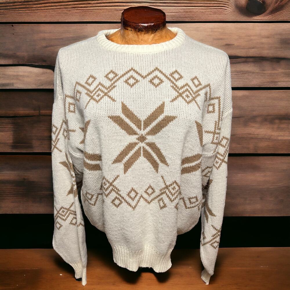 VINTAGE 90s Fair Isle Southwestern Style Knit Sweater Traditionalist Size XL
